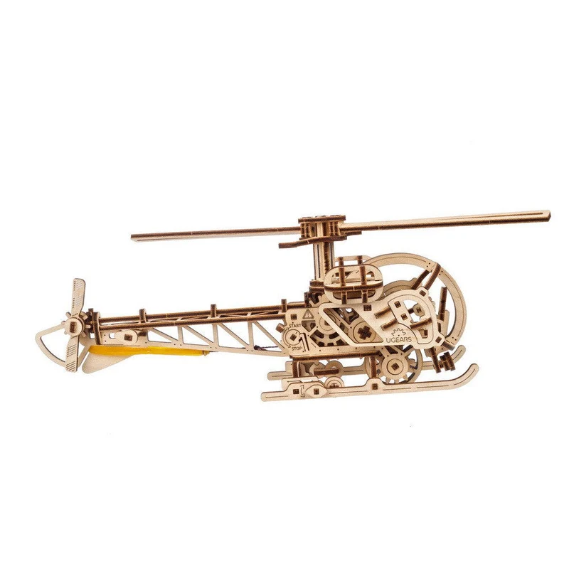 Ugears Mini Helicopter Wooden Mechanical Puzzle Model Kit