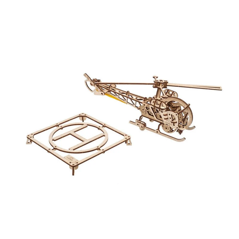 Ugears Mini Helicopter Wooden Mechanical Puzzle Model Kit