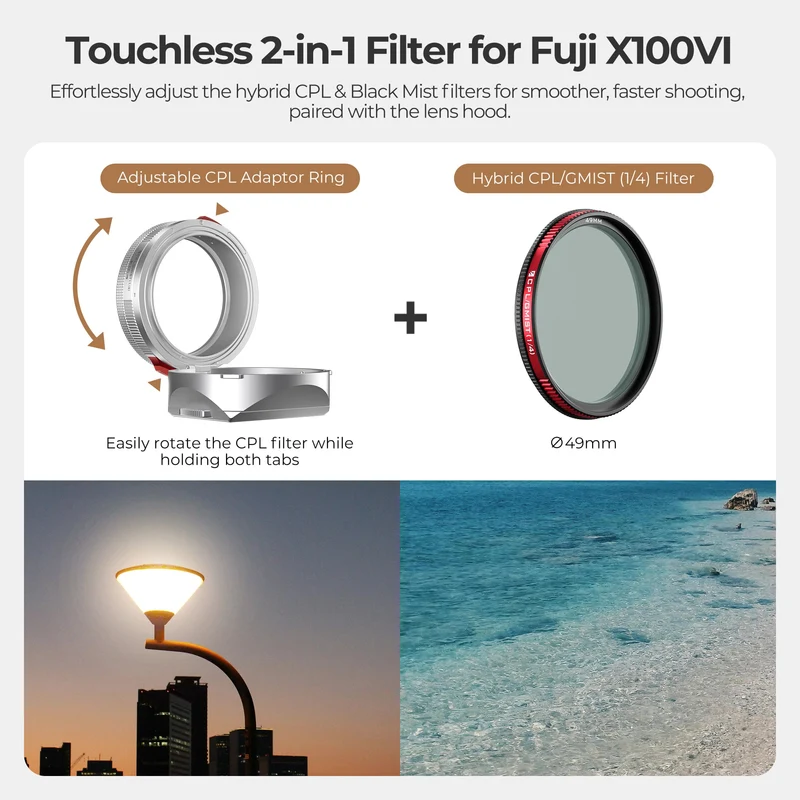 Freewell Real Lens Hood for Fuji X100 Series (Silver)