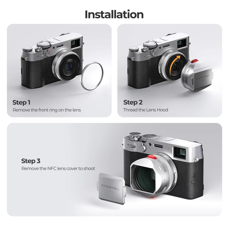 Freewell Real Lens Hood for Fuji X100 Series (Silver)