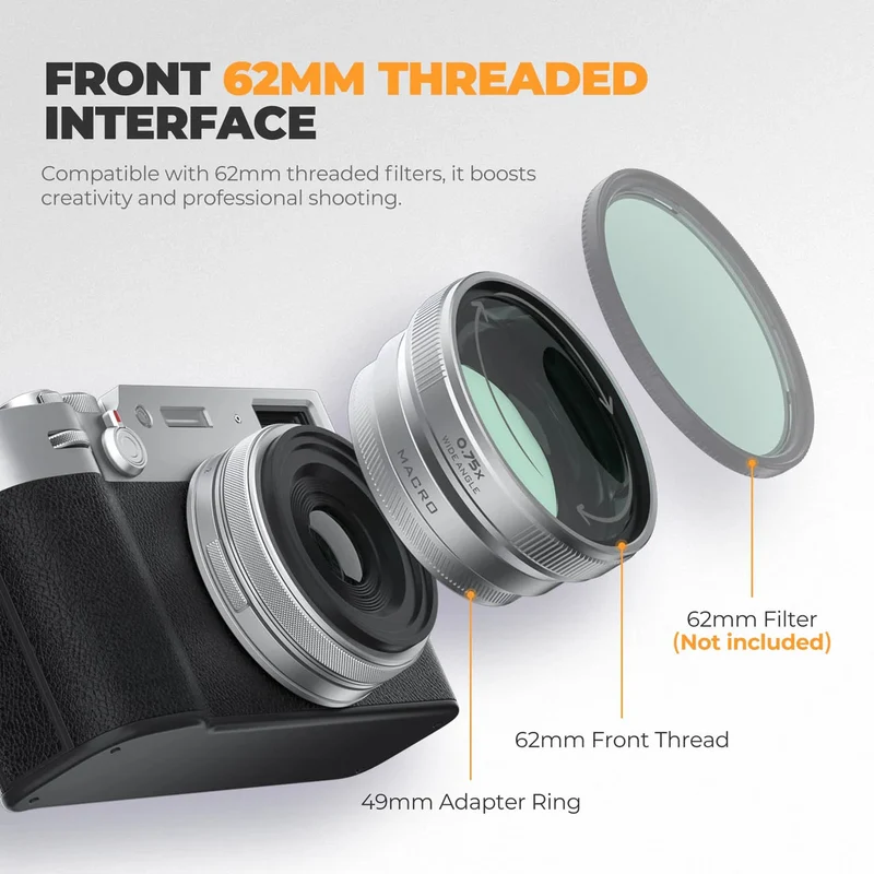 Freewell 2-in-1 Wide Angle & Macro Lens for FUJI X100VI X100V (Silver)
