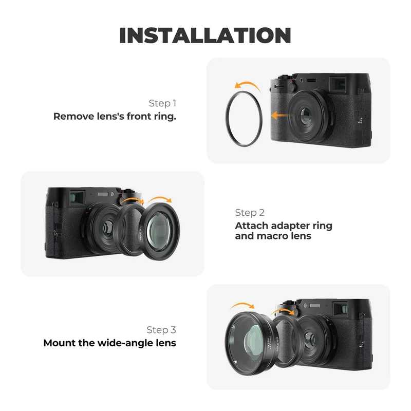 Freewell 2-in-1 Wide Angle & Macro Lens for FUJI X100VI X100V (Silver)