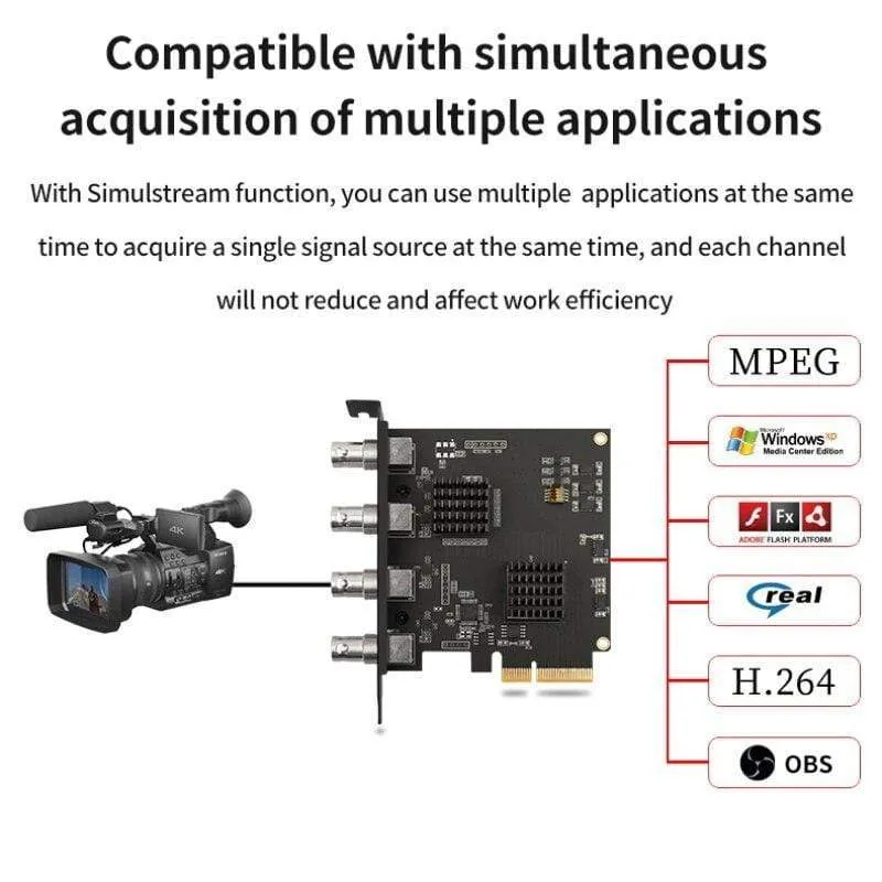 4 kanālu PCIE Capture karte SDI videokarte 1080P 60FPS Capture karte spēļu sapulces tiešraidē