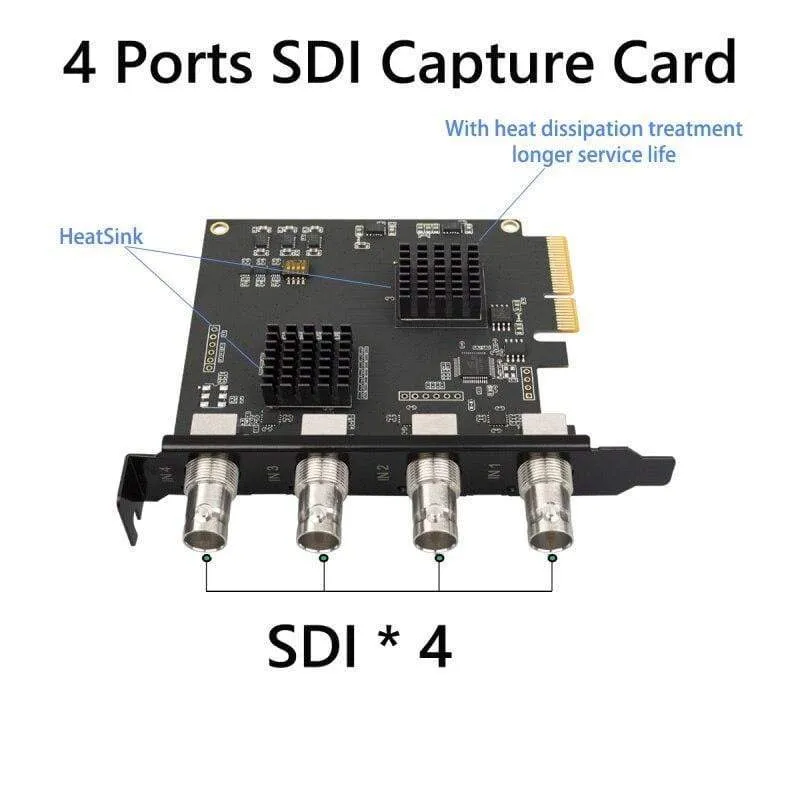 4 kanālu PCIE Capture karte SDI videokarte 1080P 60FPS Capture karte spēļu sapulces tiešraidē