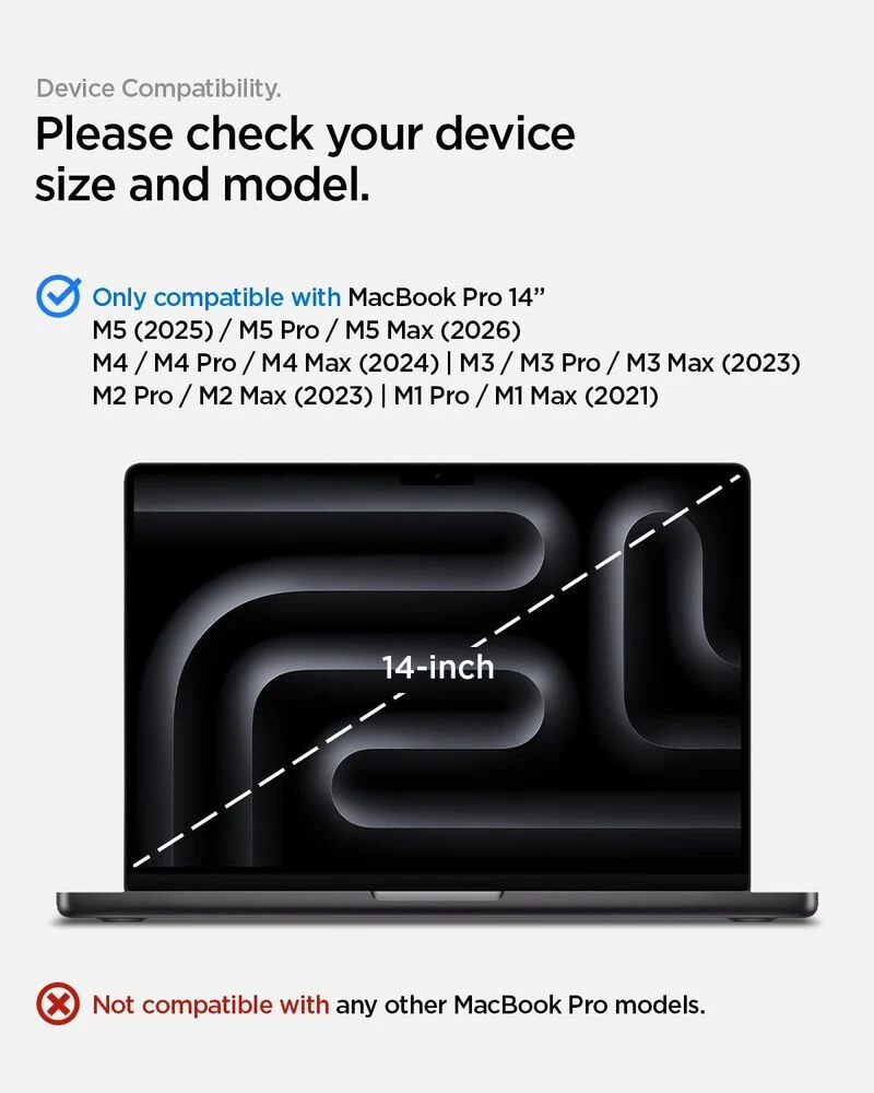 Spigen MacBook Pro 14" 2026/2025/2024/2023/2021 (M5/M4/M3/M2/M1/Pro/Max) GLAS.tR Slim Glass Screen Protector (Clear)