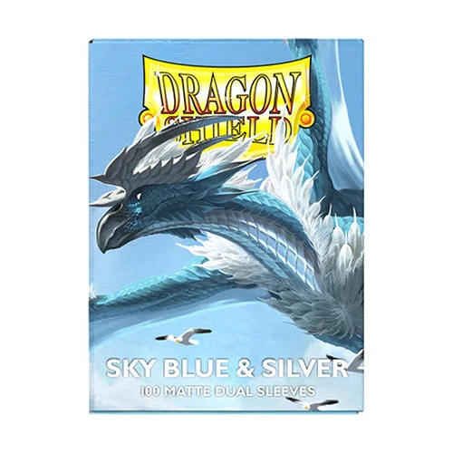 Arcane Tinmen Dragon Shield Standard 100ct Dual Matte Sky Blue/Silver Sleeves 63x88mm