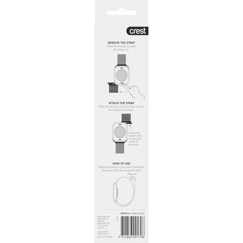 Crest Milanese Watch Strap for Apple Watch 38-41mm (Silver)