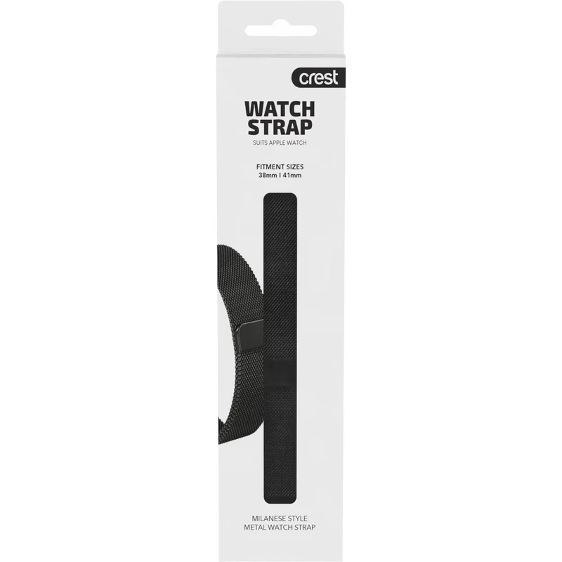 Crest Milanese Watch Strap for Apple Watch 38-41mm (Black)
