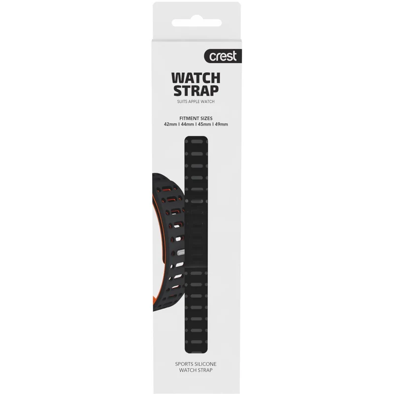 Crest Sports Watch Strap for Apple Watch 42-49mm (Black Orange)