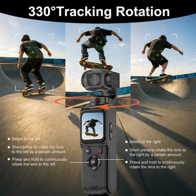ZLOS LS03 4K Pocket Action Camera with Face Tracking & Tripod