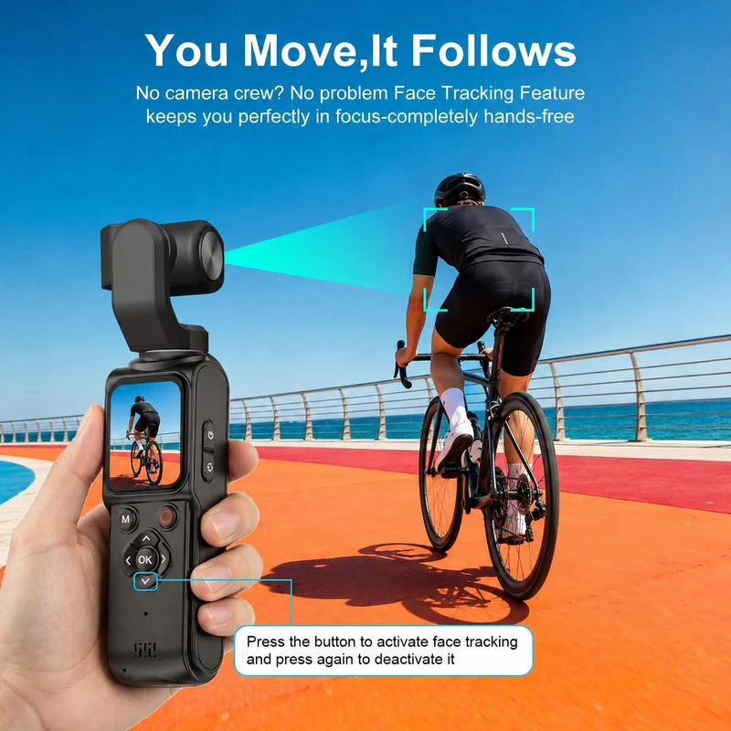 ZLOS LS03 4K Pocket Action Camera with Face Tracking & Tripod