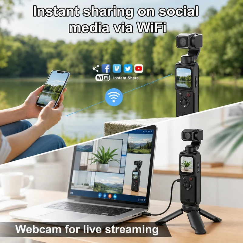 ZLOS LS03 4K Pocket Action Camera with Face Tracking & Tripod