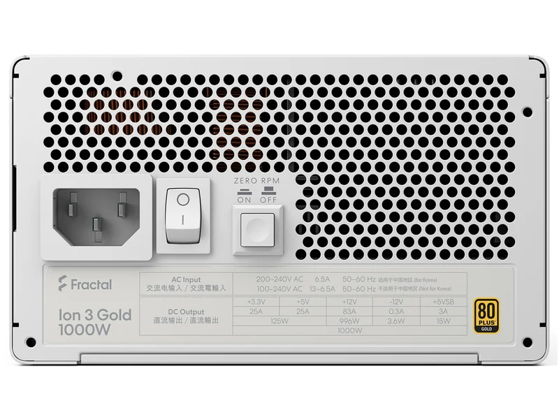 Fractal Design Ion 3 1000W 80 Plus Gold Fully Modular Power Supply (White)