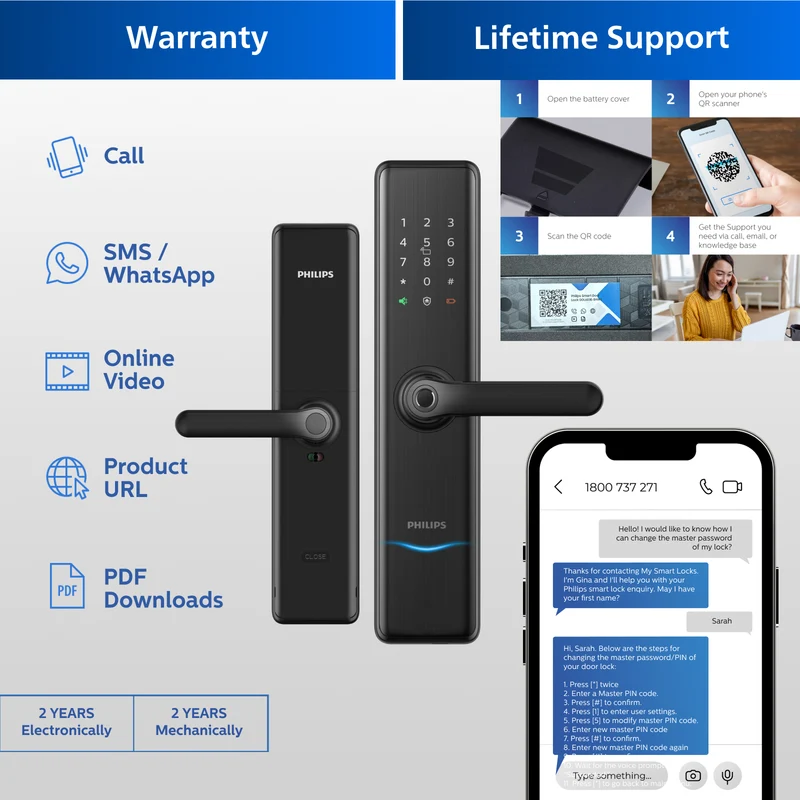 Philips 7300-5HB Smart Handle Lock EasyKey (Black)