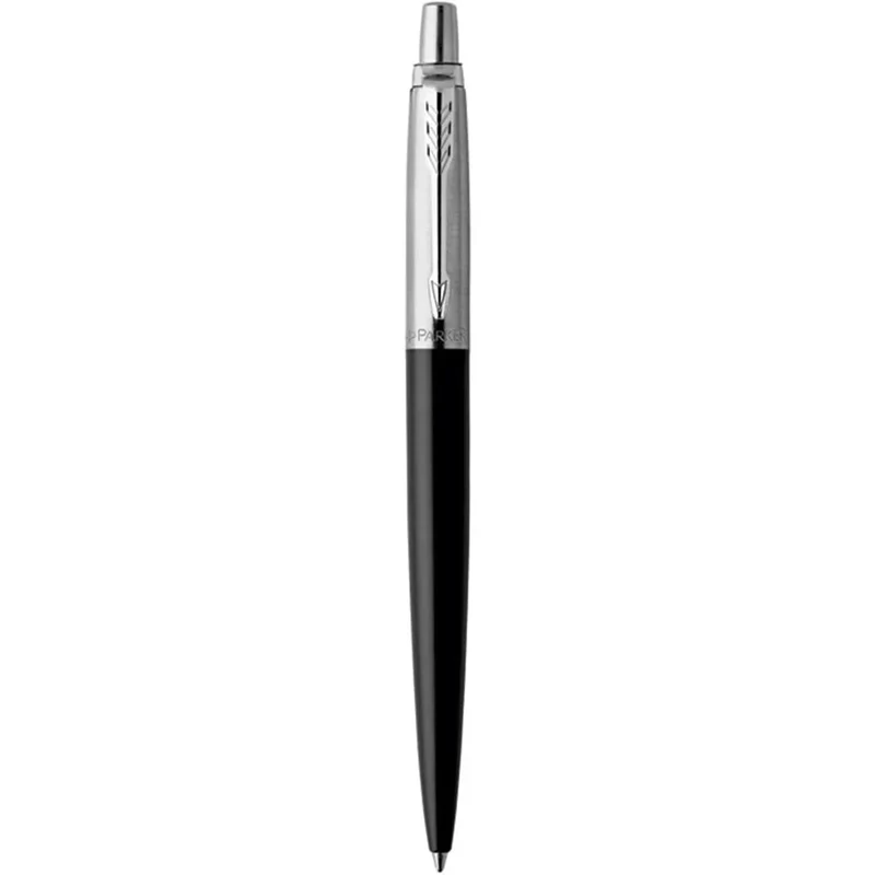 Parker Jotter Ballpoint Pen Bond Street Black Chrome Trim Medium Nib Blue