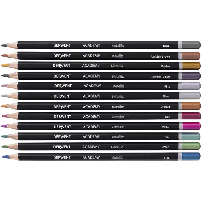 Derwent Academy Metallic Coloured Pencils Tin [12 Set]