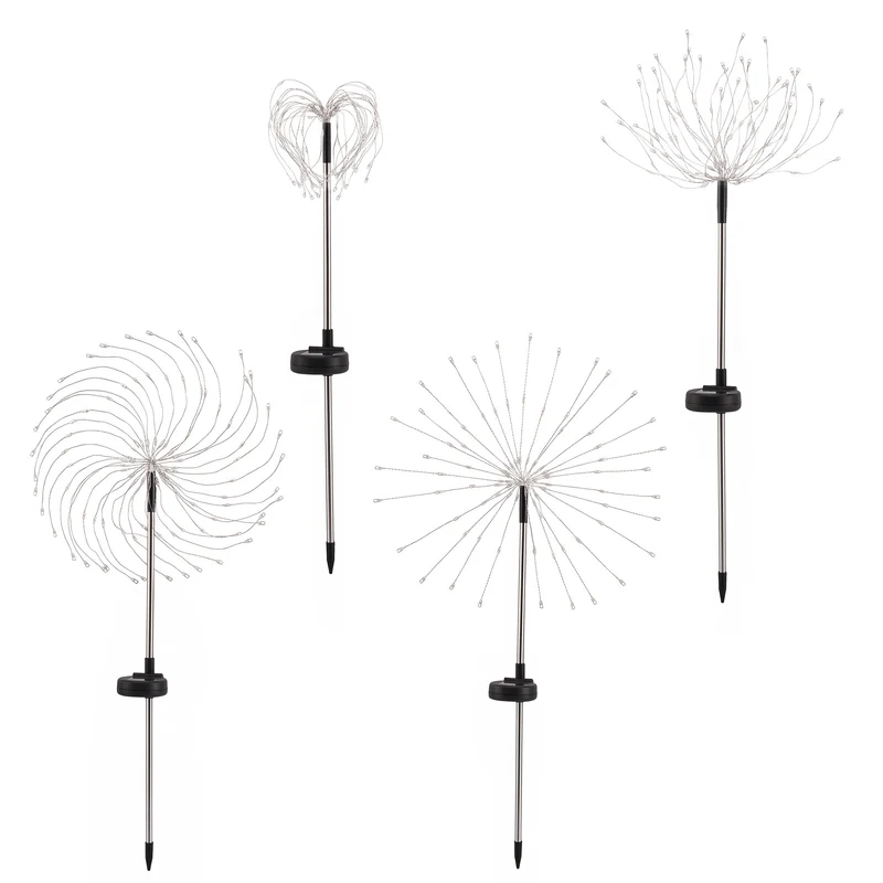 Jingle Jollys 4 Pack Christmas Lights Solar Firework Outdoor Garden Lights DIY Decoration Warm White
