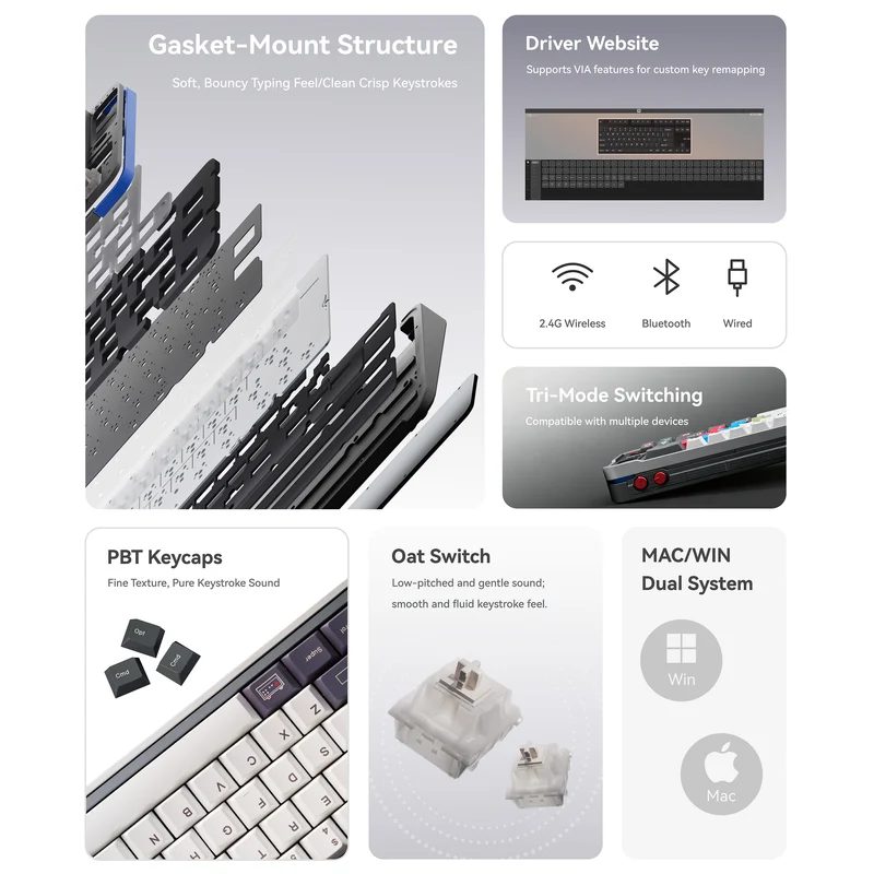 Qwertykeys QK65 Mk3 Prebuilt Wireless Mechanical Keyboard (Bubble Dragon)