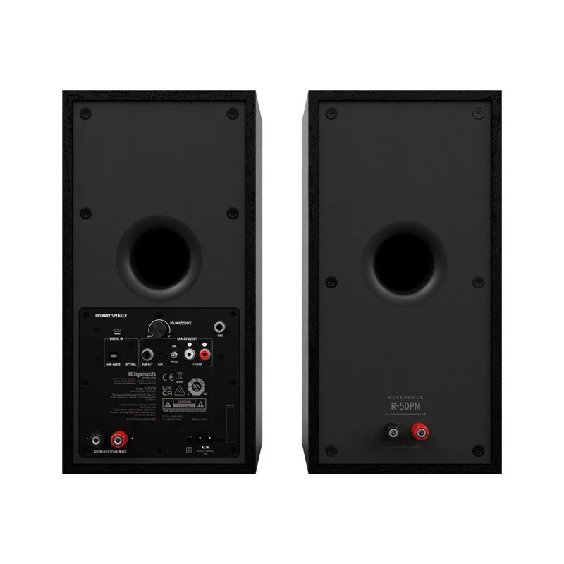 Klipsch R-50PM Powered Wireless Bluetooth Bookshelf 120W Speakers 2x (Black)