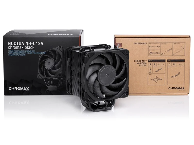 Noctua 120mm Multi Socket Tower CPU Cooler - Chromax Black (NH-U12A-CH-BK)