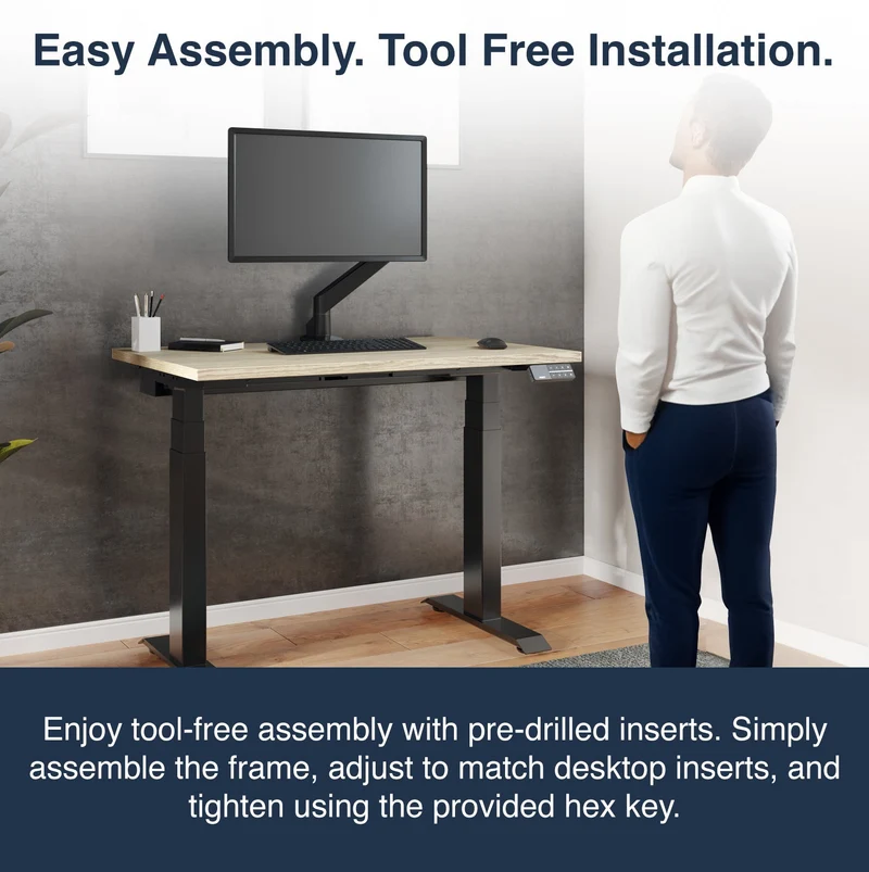 Desky Dual Mini Sit Stand Desk 900x500 White Desktop and Grey Frame
