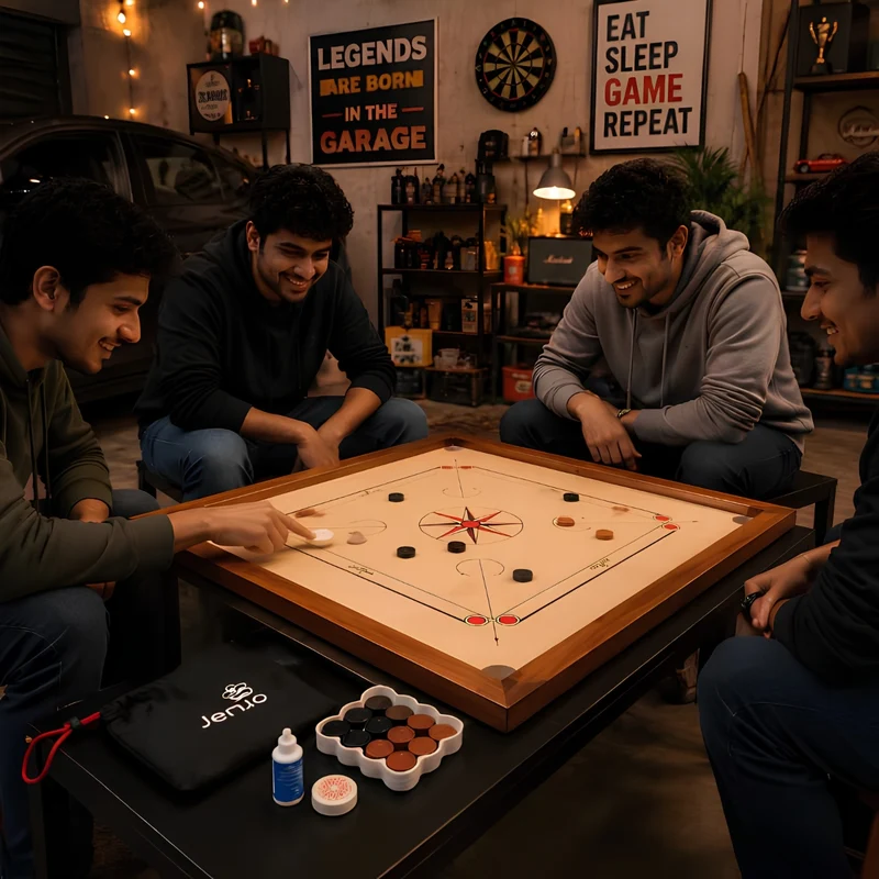 Jenjo Games 84x84cm Plywood Carrom Board with 74x74cm Internal Playing Area