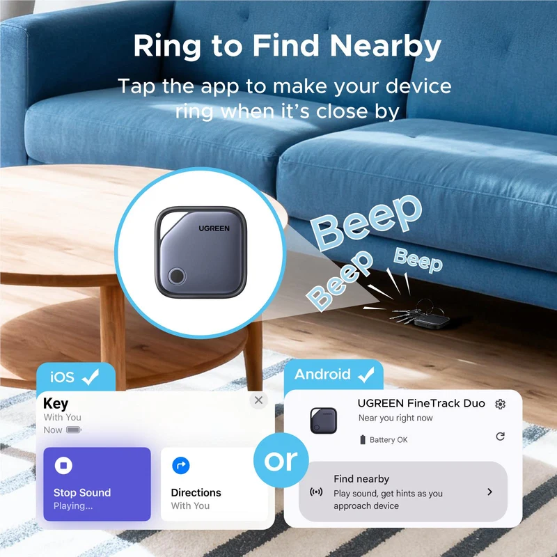 UGREEN Finder Pro USB-C Bluetooth Tracker for Apple & Google [1 Pack]