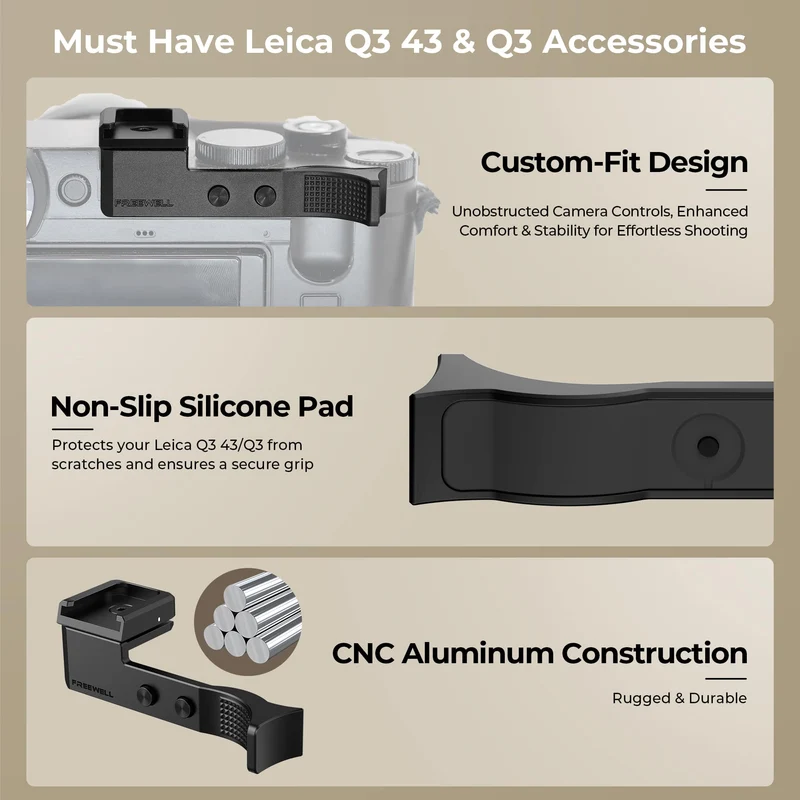 Freewell Thumb Grip with Cold Shoe Mount for Leica Q3 & Leica Q3 43