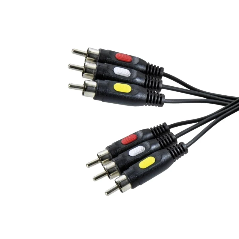 VIVANCO Cinch Videoverbindung Kabel 2m – Hochwertiges Stereo Audio Video Kabel, kompatibel mit 3x Cinch Geräten, farbcodiert