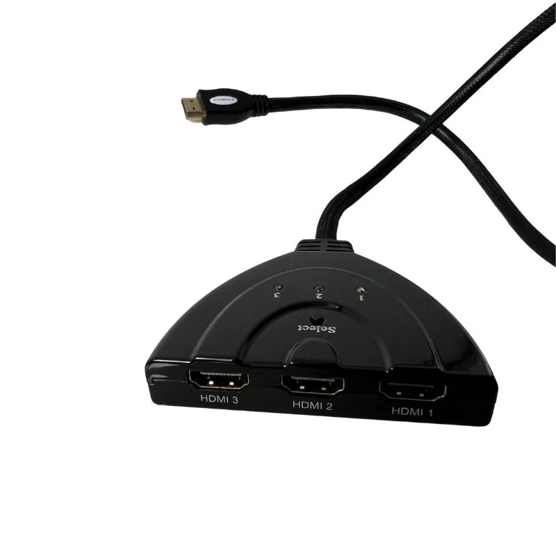 VIVANCO HDMI Switch automatischer, Hochwertiger HDMI 1.3 mit 3x HDMI Eingängen und 24 Karat vergoldeten Kontakten, inklusive 0,8m Anschlusskabel
