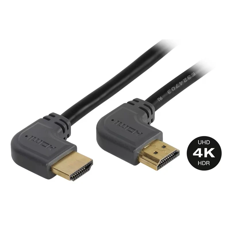 VIVANCO HDMI Kabel mit Winkelstecker 4K 1,5m – High Speed mit Ethernet, ARC, 3D und vergoldeten Kontakten
