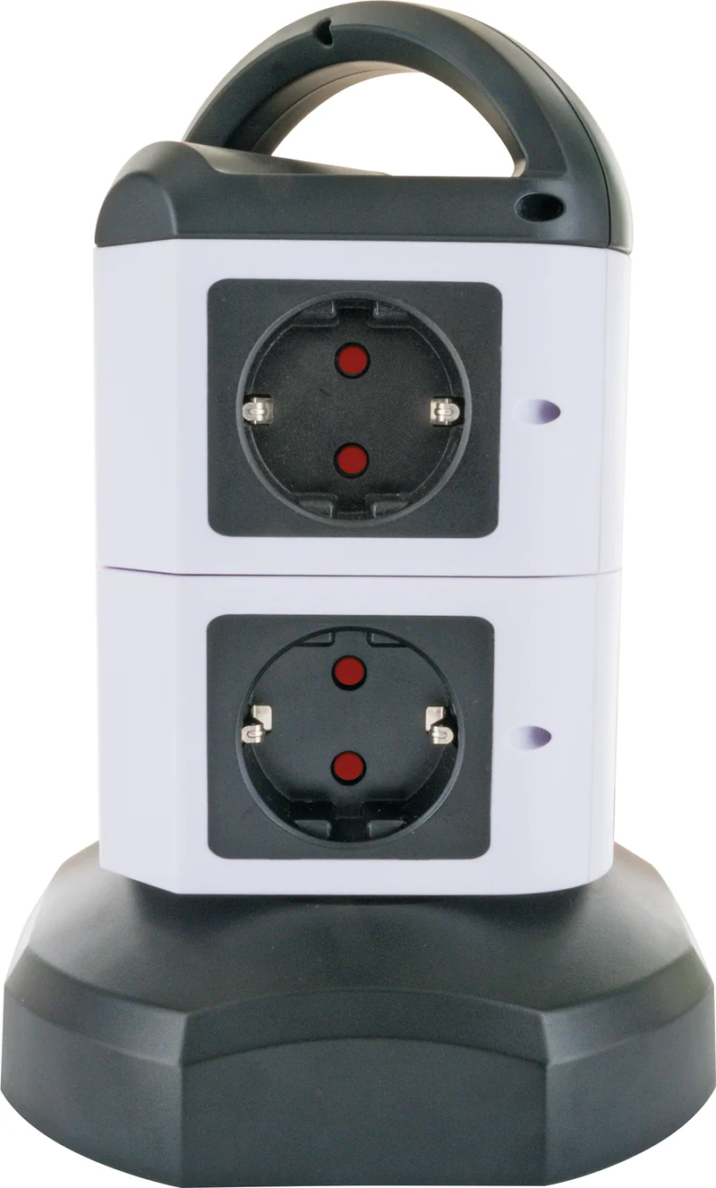 Steckdosentower 7-fach 2 USB-A Anschlüsse Kabel ausziehbar drehbar