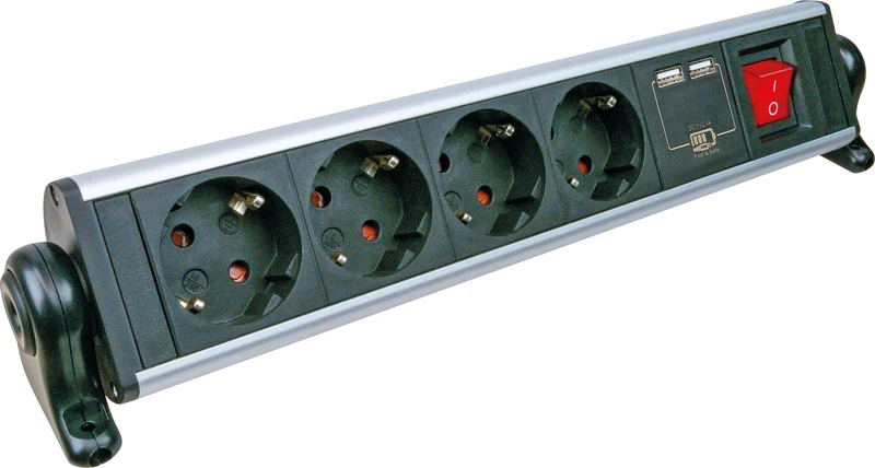 Steckdosenleiste mit Tischbefestigung 4-fach 2 USB-A Slots