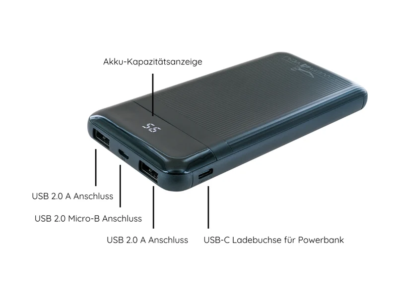 Powerbank mit Kapazitätsanzeige 10000 mAh