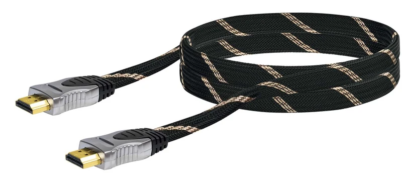 HDMI®-Kabel mit Ethernet Nylon 18 Gbit/s schwarz/silber/gold 3/5 m