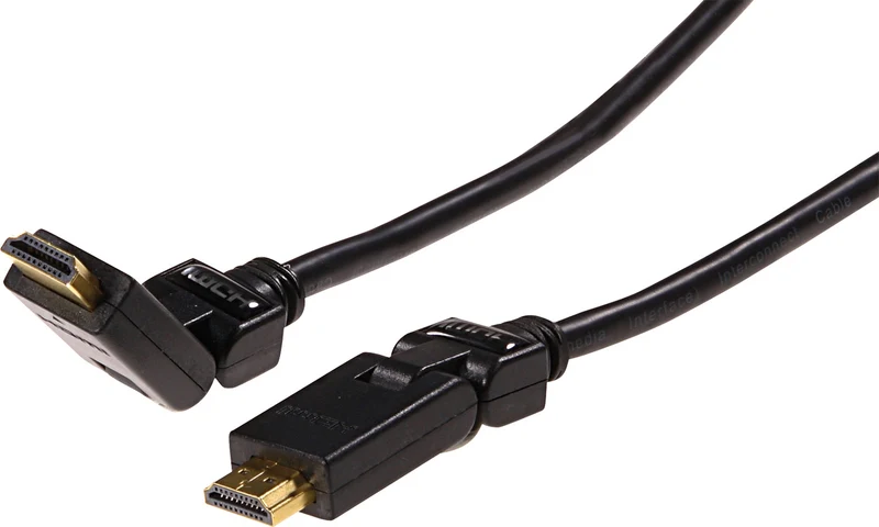 HDMI®-Kabel mit Ethernet 180° drehbar 18 Gbit/s schwarz/gold 1,5 m