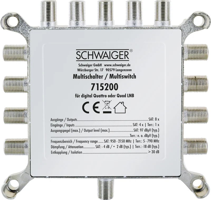 SAT Multischalter 5/8 mit Netzteil