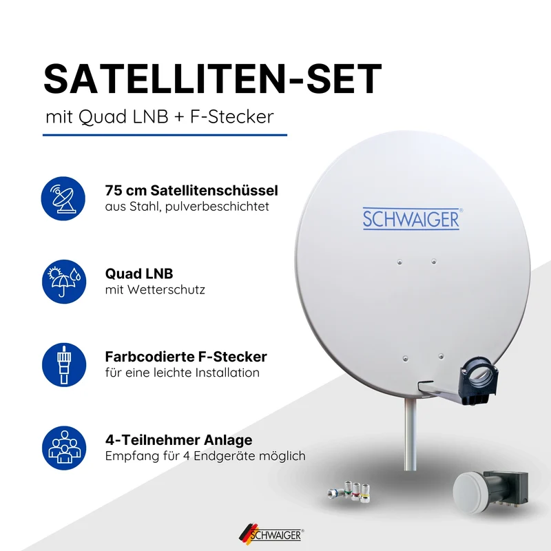 Satellitenanlage Set Hellgrau Stahl 75 cm