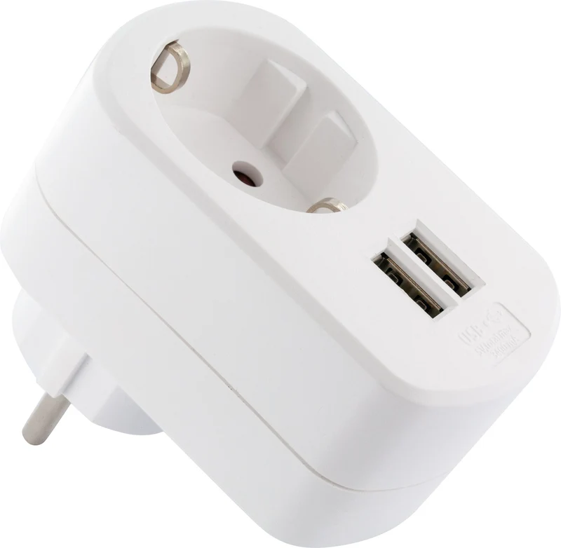 Ladegerät mit Steckdose + 2x USB-A