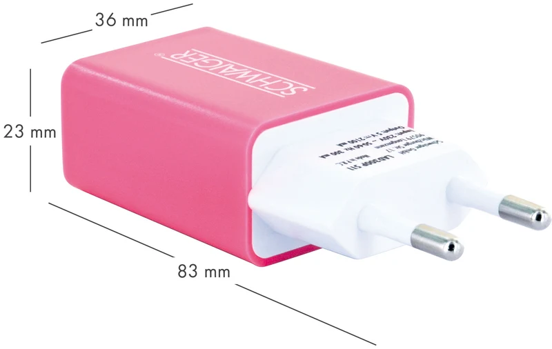 Ladegerät USB 2.0 A Pink/Blau
