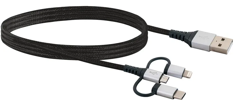 3in1-Kabel USB-C/Lightning/Micro-USB 1,5 m