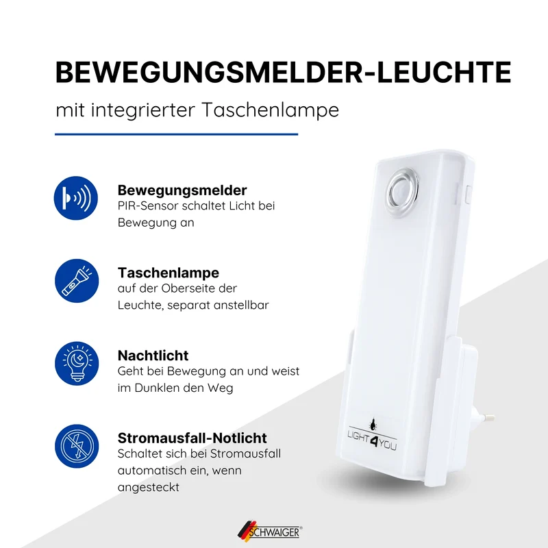 Bewegungssensor Leuchte mit abnehmbaren Licht