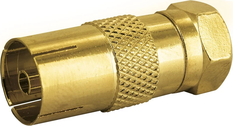 Adapter F-Stecker auf IEC-Buchse gold