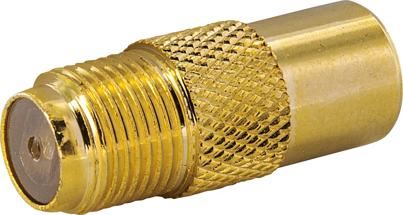 Adapter F-Buchse auf IEC-Stecker gold