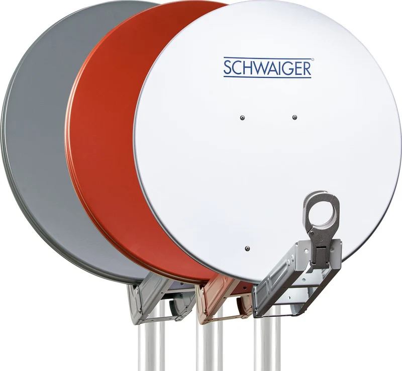 Aluminium Satellitenschüssel LNB-Doppeltragarm 80 cm Hellgrau/Rot/Anthrazit