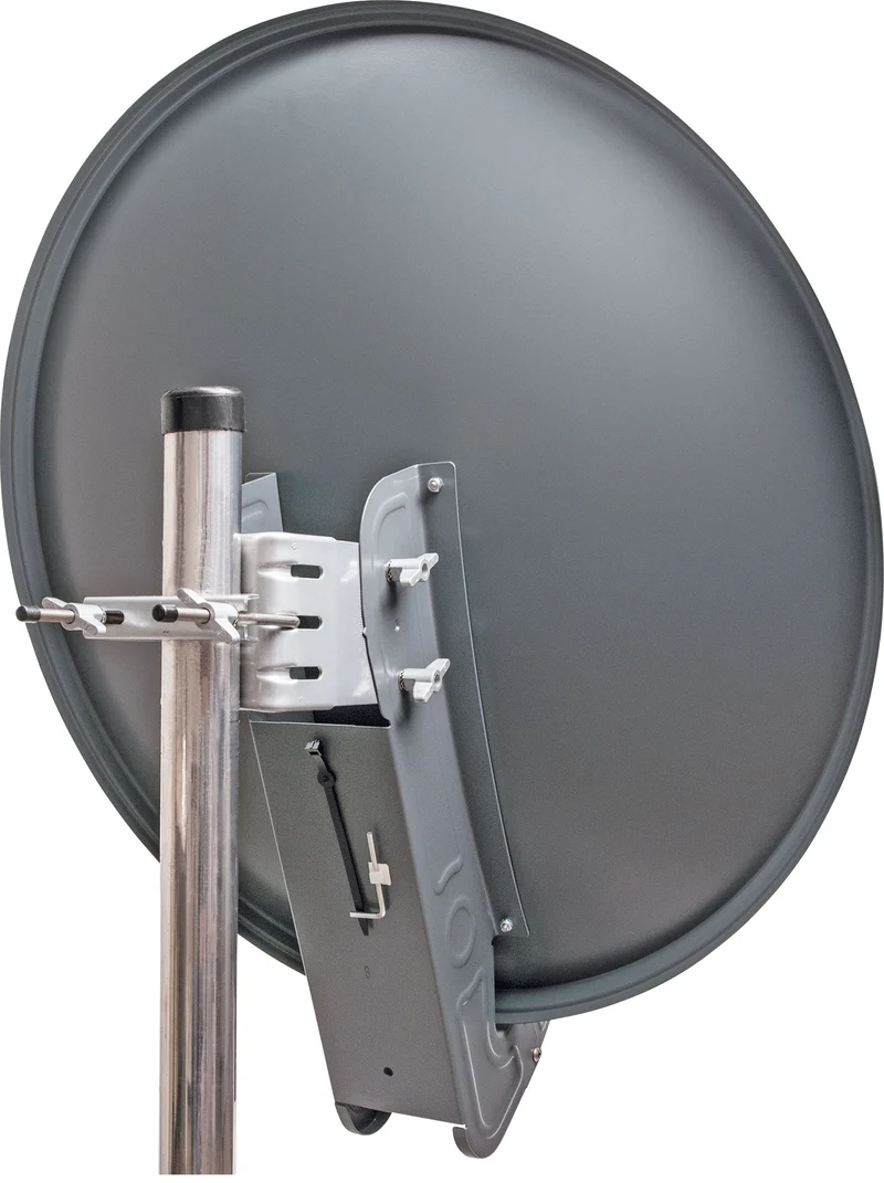 Aluminium Satellitenschüssel LNB-Doppeltragarm 80 cm Hellgrau/Rot/Anthrazit