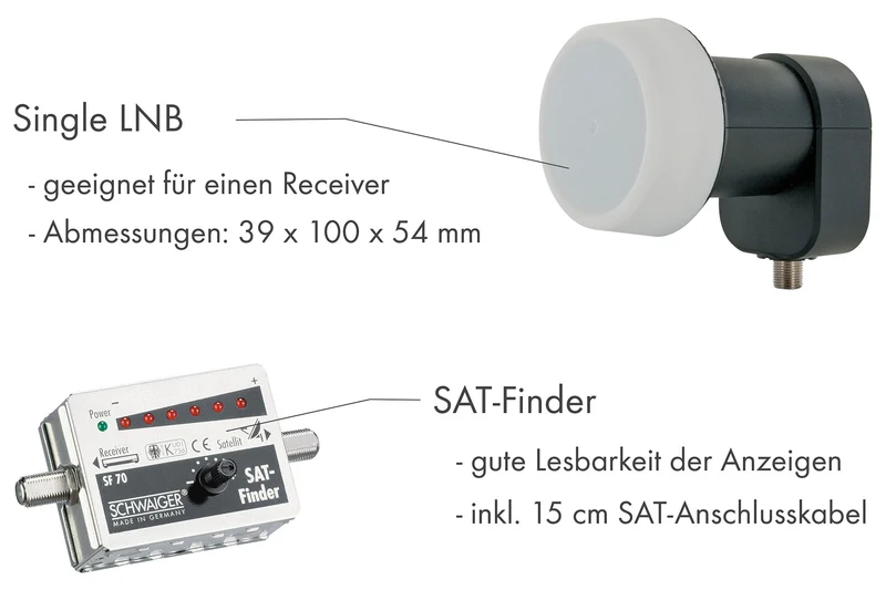 Camping Satellitenanlage Hellgrau Stahl 42 cm mit Fernseher