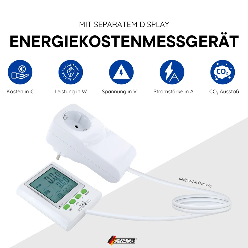 Energiekostenmessgerät mit verlängertem Display