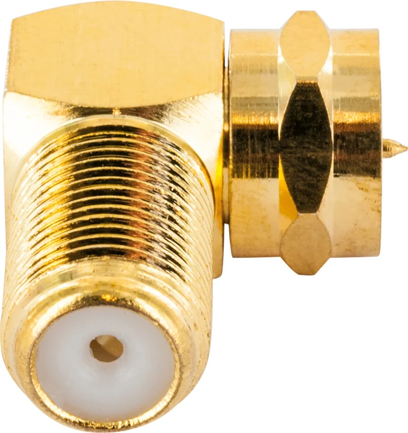 Winkeladapter F-Stecker auf F-Buchse gold