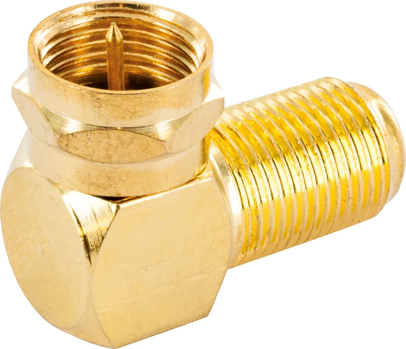 Winkeladapter F-Stecker auf F-Buchse gold